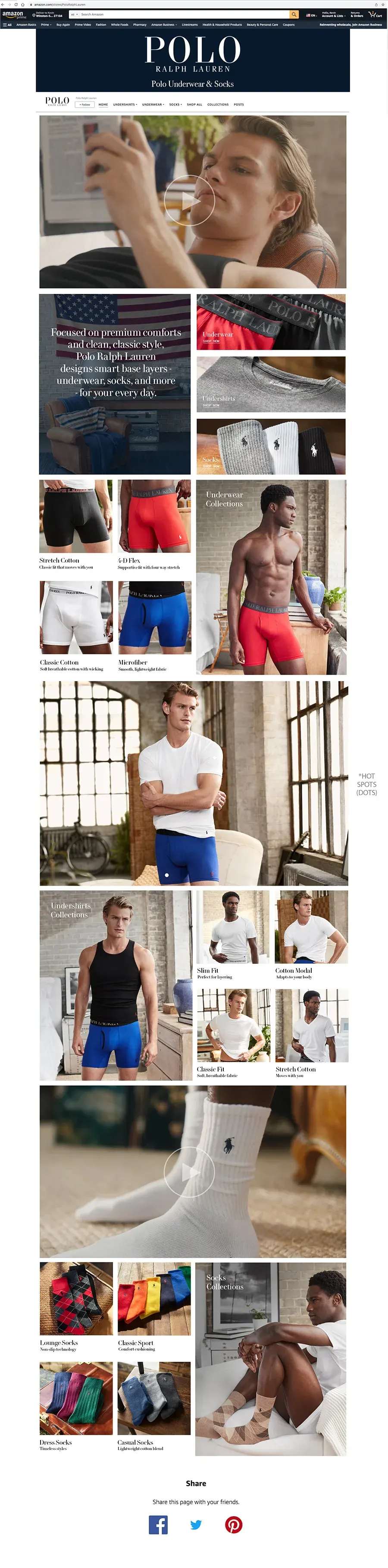 A second revision of the same Polo Ralph Lauren marketplace page, its panels regrouped into paired columns and the colour swatch grids moved further up the page.